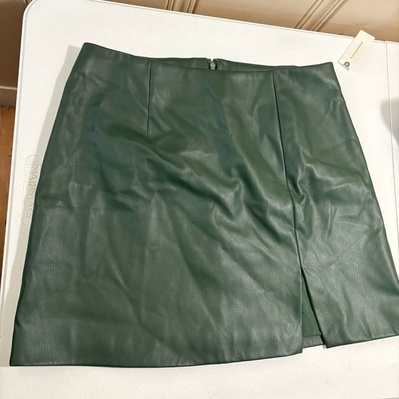 Anthropologie Maeve Womens Faux Leather A-Line  mini skirt size 12 green - Picture 5 of 14